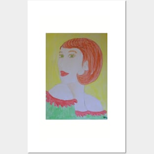 Portrait of red-haired woman Posters and Art